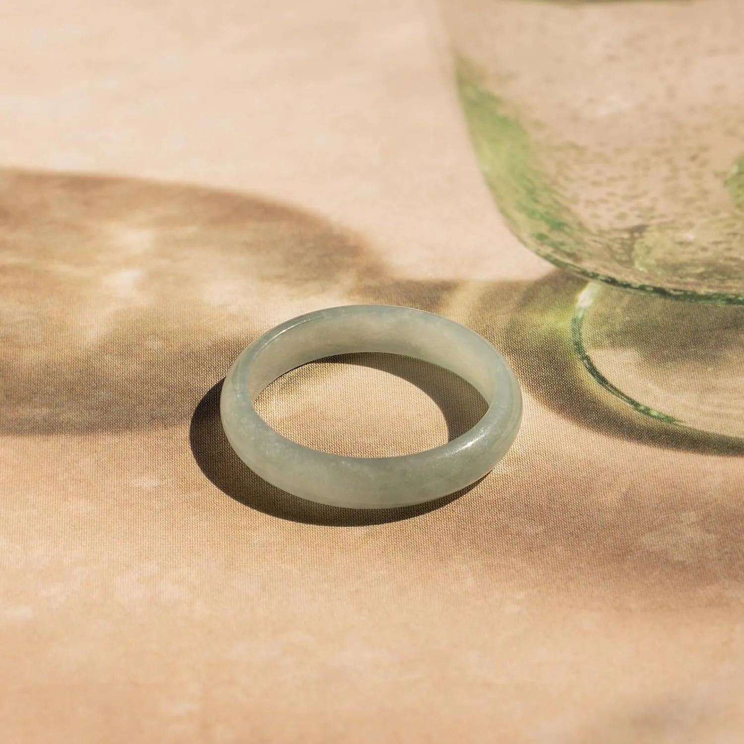 CAITLYNMINIMALIST Natural Jade Crystal Lucky Green Gemstone Skinny Stacking Band Dainty Ring Gift For Women