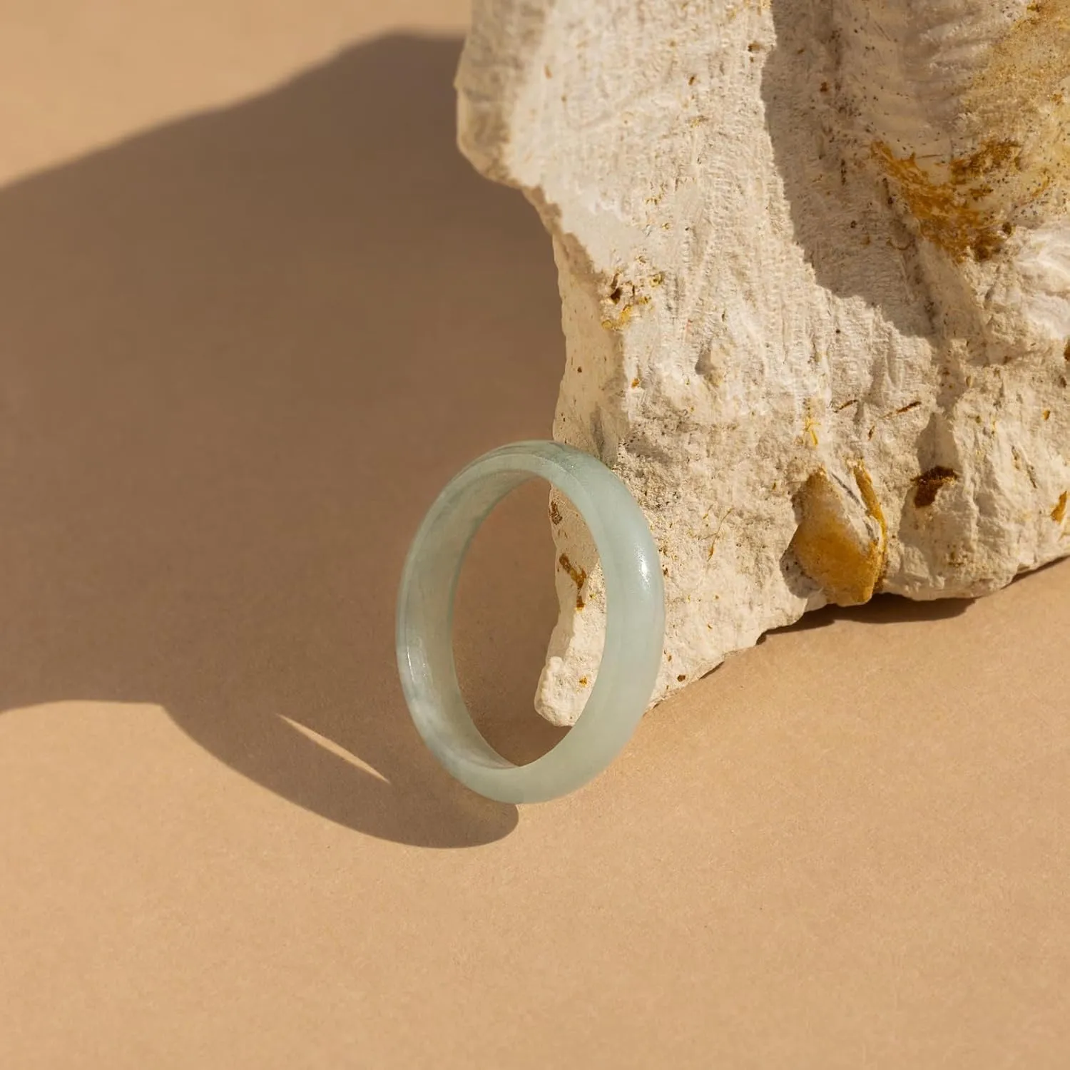 CAITLYNMINIMALIST Natural Jade Crystal Lucky Green Gemstone Skinny Stacking Band Dainty Ring Gift For Women