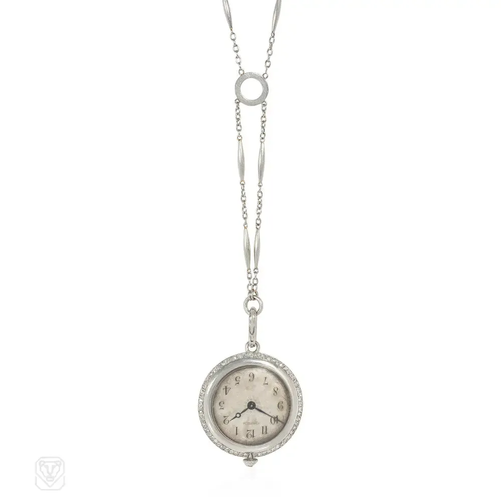 Cartier Art Deco diamond and platinum pendant watch