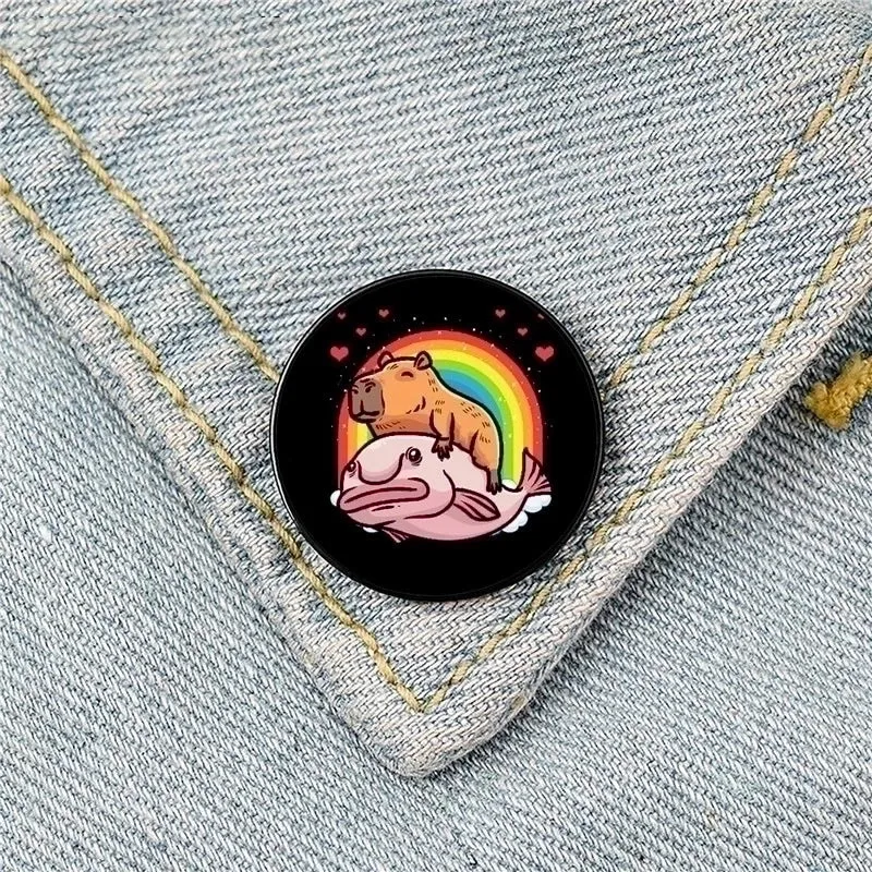Cartoon Style Pin Animal Mixed Materials Printing Unisex Brooches