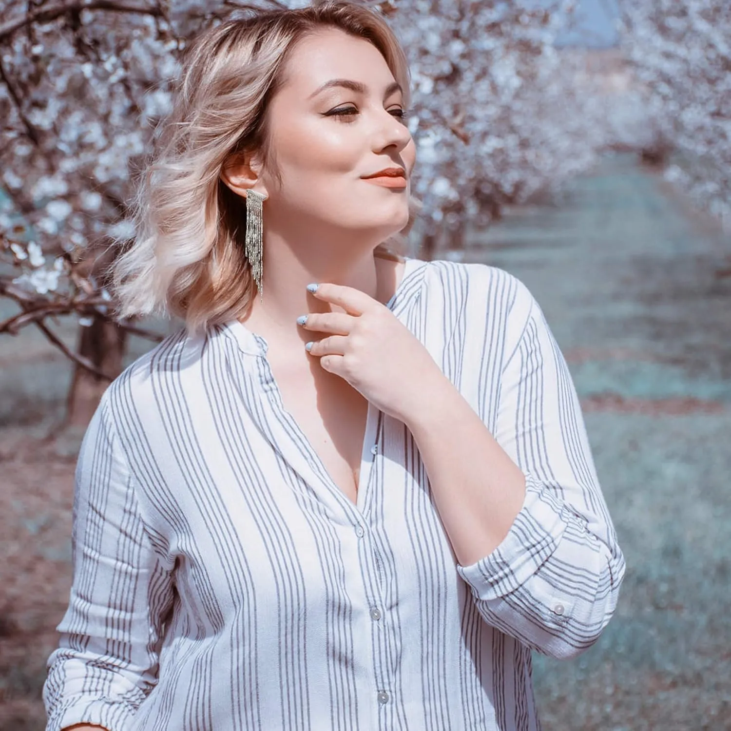 Chain Fringe Metal Tassel Earrings ??Long Dangle Statement Earrings ??Fringe Earrings ??Chandelier Dangle ??Silver, Gold, Rose Gold, & Multi-Plated - with Gift Box included