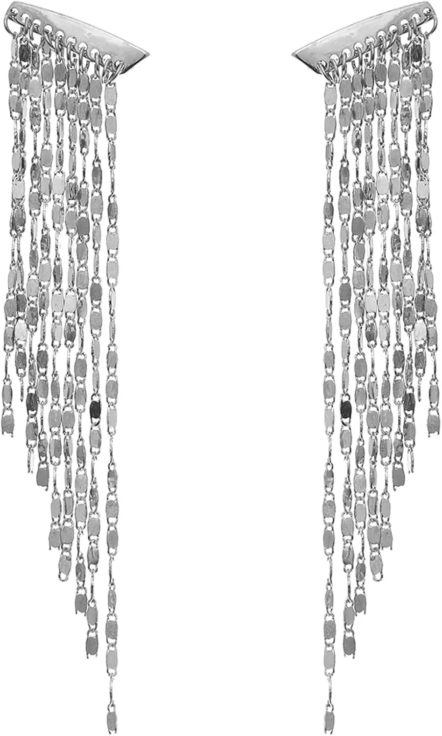 Chain Fringe Metal Tassel Earrings ??Long Dangle Statement Earrings ??Fringe Earrings ??Chandelier Dangle ??Silver, Gold, Rose Gold, & Multi-Plated - with Gift Box included