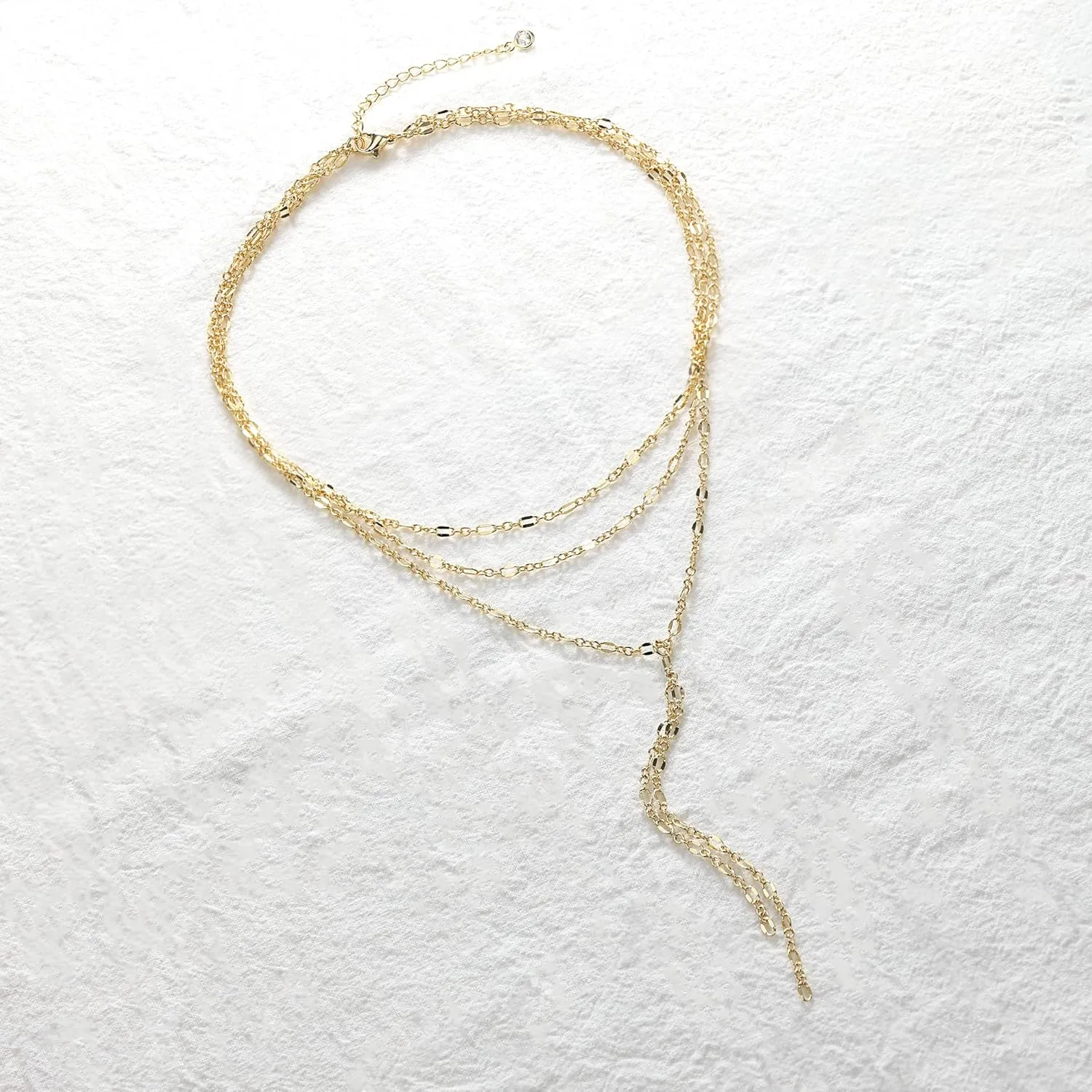 CHESKY Long Gold Necklace for Women, Layered Lariat Necklaces 14k Gold Plated/Silver Dainty Drop Necklaces for Women Trendy Simple Non Tarnish Chain Necklace Statement Y-Shaped Jewelry Gift Wedding