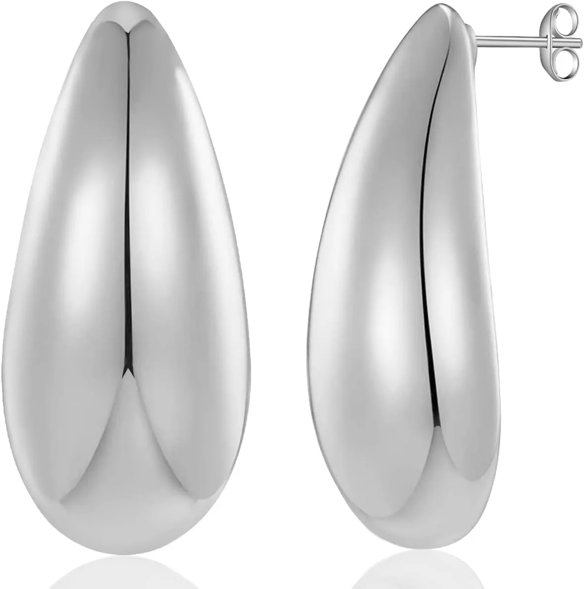 Chunky Gold Hoop Earrings for Women, Lightweight Teardrop Hoops Earrings with 18K Real Gold Plated, Hypoallergenic Earrings Waterdrop Hollow Open Jewelry for Women