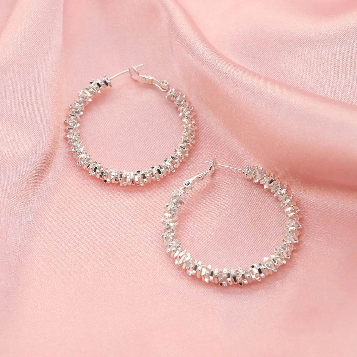 Chunky Gold Hoop Earrings for Women, Trendy 14K Gold Plated Gold/Silver Statement Earring Thick Open Double Hoop Earrings Lightweight Hypoallergenic Earrings Gold Jewelry