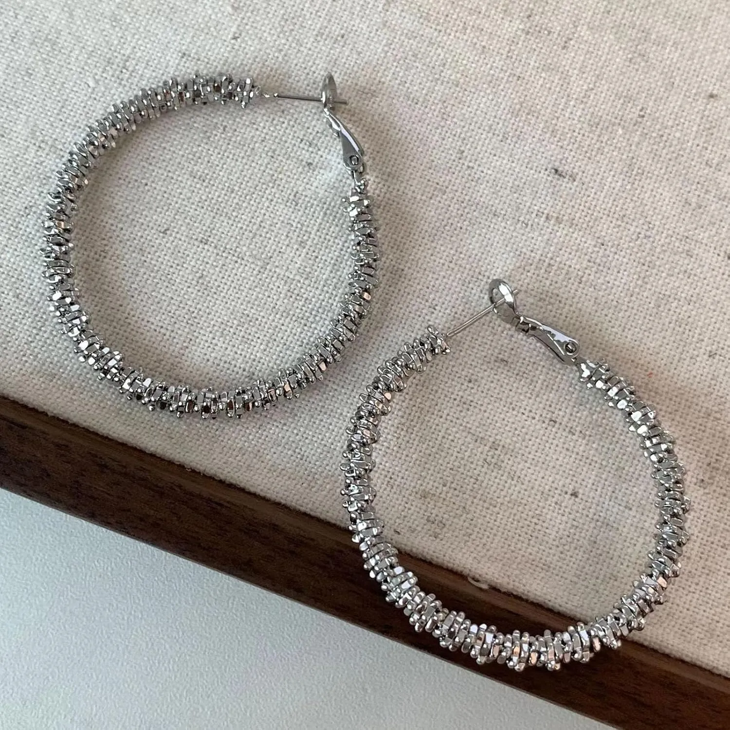 Chunky Gold Hoop Earrings for Women, Trendy 14K Gold Plated Gold/Silver Statement Earring Thick Open Double Hoop Earrings Lightweight Hypoallergenic Earrings Gold Jewelry