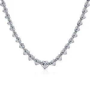 Classic Bridal Heart Shape CZ Collar Necklace for Wedding Prom Silver Plated