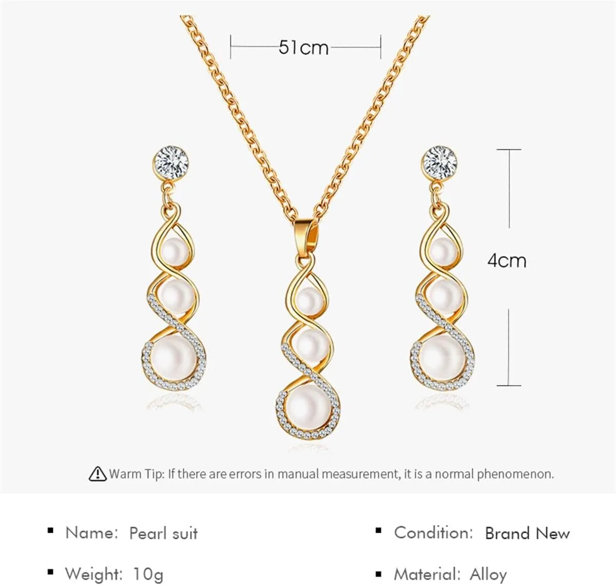 Classic Faux Pearl Necklace Earrings Jewelry Set Round White Pearl Costume Jewelry Simulated Pearl Necklaces Set