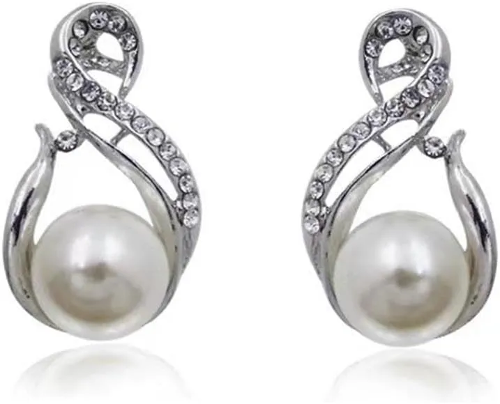 Classic Faux Pearl Necklace Earrings Jewelry Set Round White Pearl Costume Jewelry Simulated Pearl Necklaces Set