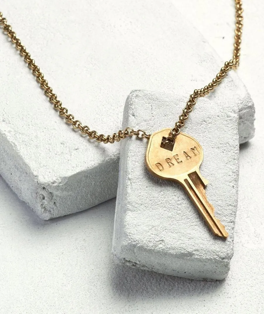 Classic Key Necklace in Antique Gold