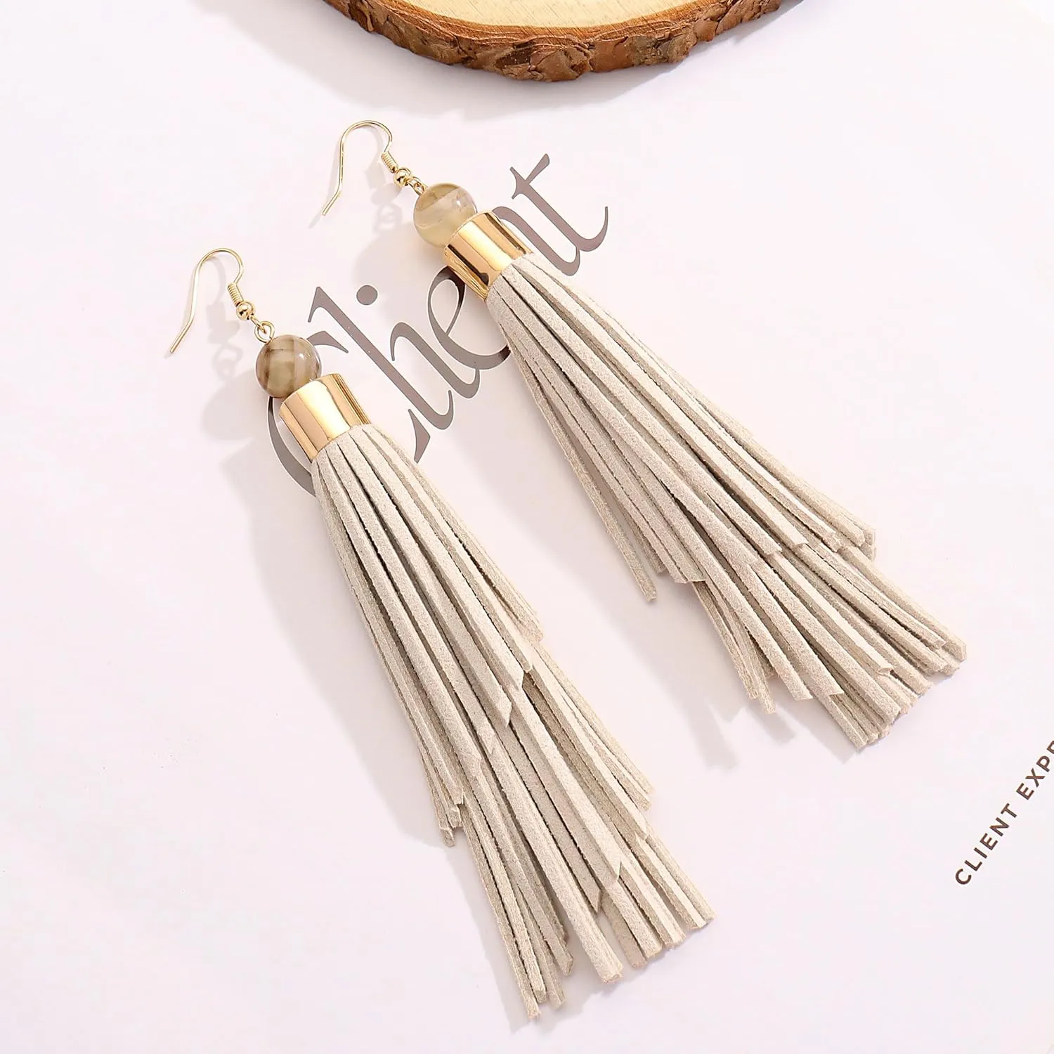 Coiris Boho Leather Layered Tassel Earrings for Women Lightweight Leather Fringe Dangle Earrings Handmade Bohemian Summer Beach Western Drop Earrings for Women