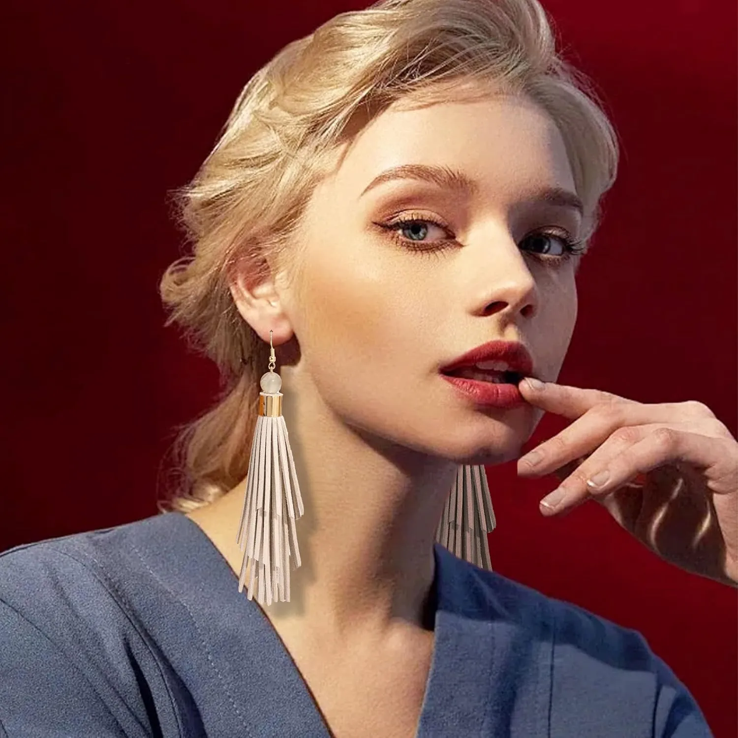 Coiris Boho Leather Layered Tassel Earrings for Women Lightweight Leather Fringe Dangle Earrings Handmade Bohemian Summer Beach Western Drop Earrings for Women