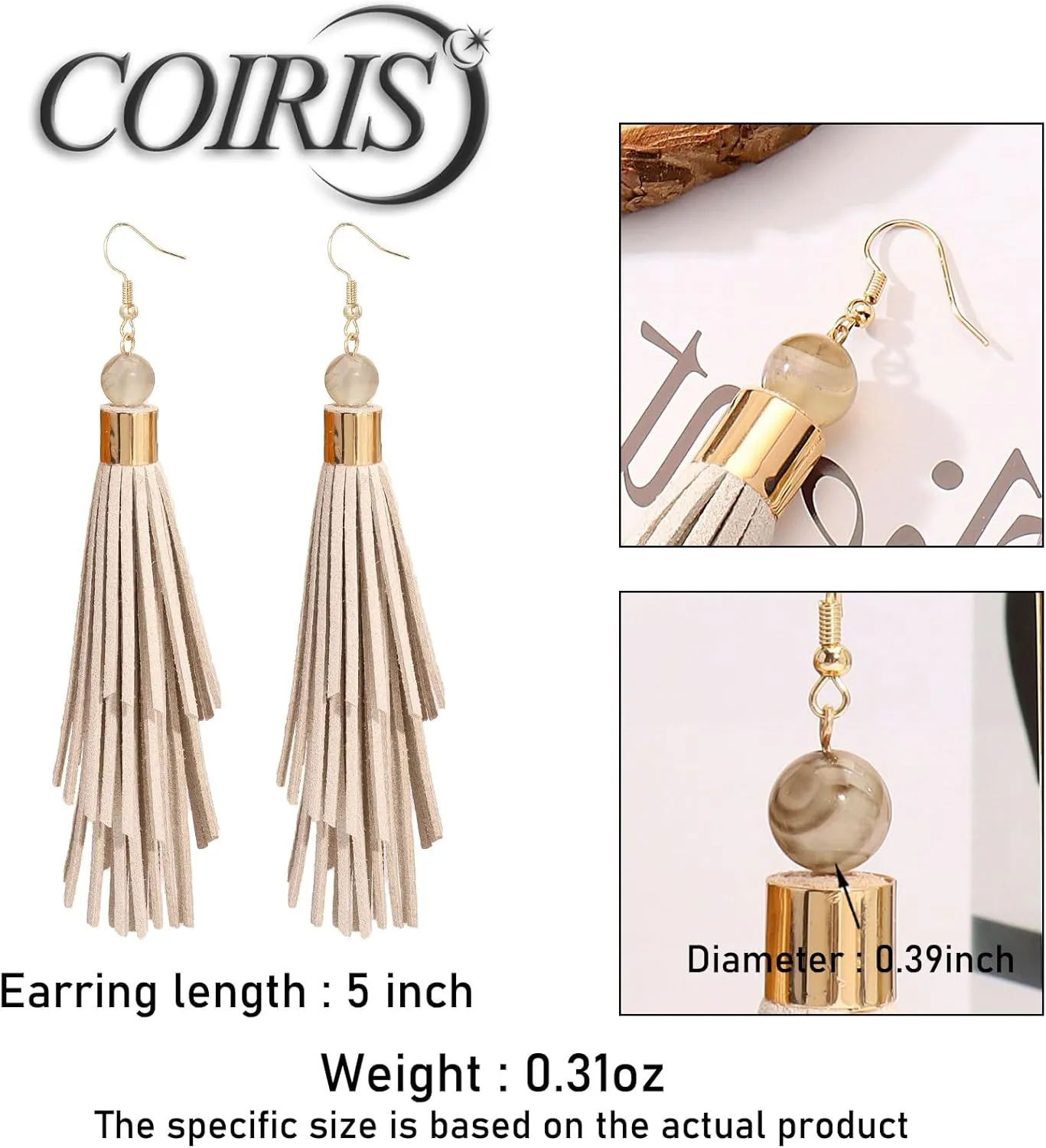 Coiris Boho Leather Layered Tassel Earrings for Women Lightweight Leather Fringe Dangle Earrings Handmade Bohemian Summer Beach Western Drop Earrings for Women