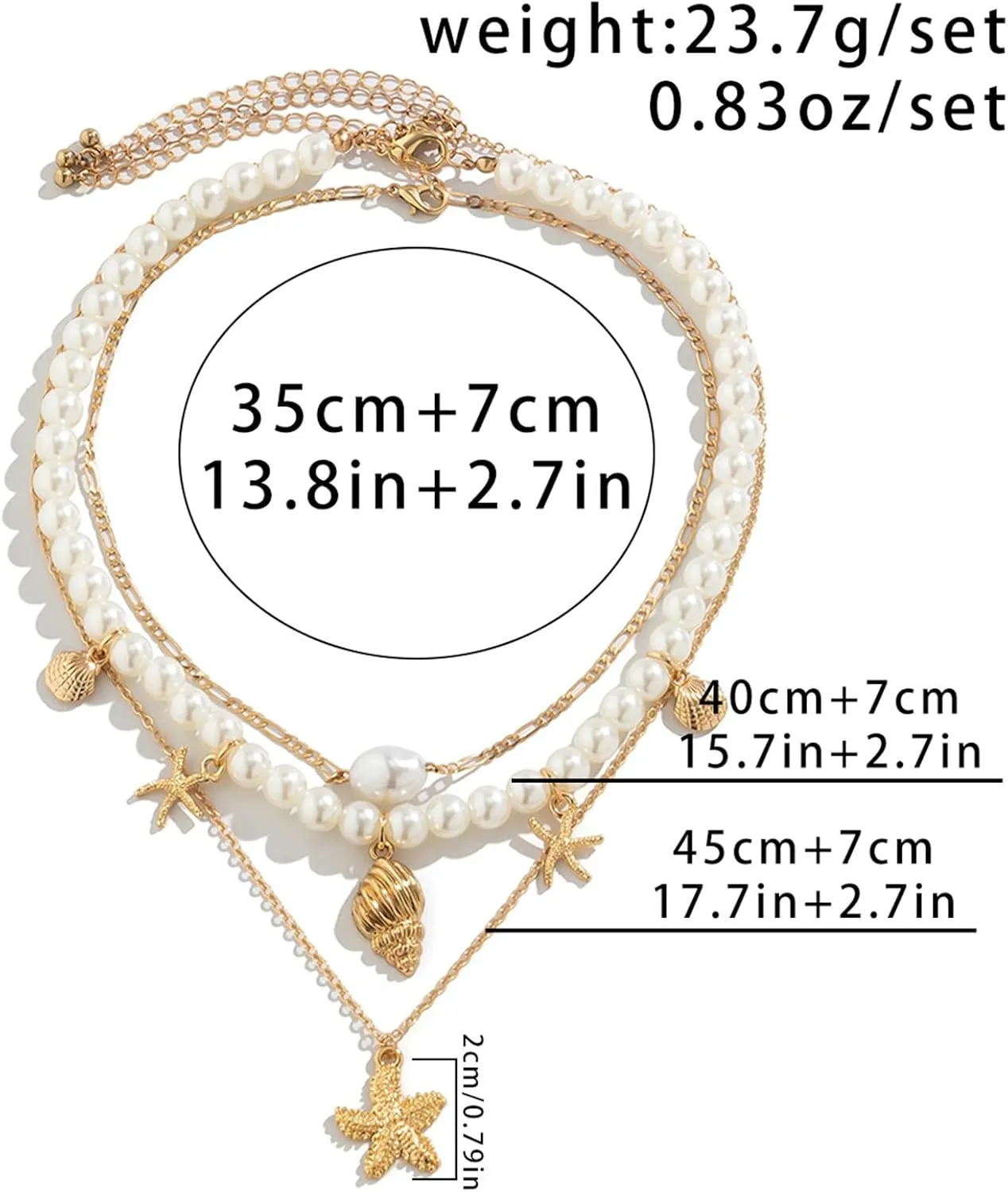 COLORFUL BLING Boho Puka Shell Starfish Seashell Choker Necklace for Women Layered Stackable Adjustable Beaded Chain Necklace Hawaiian Holiday Summer Beach Jewelry