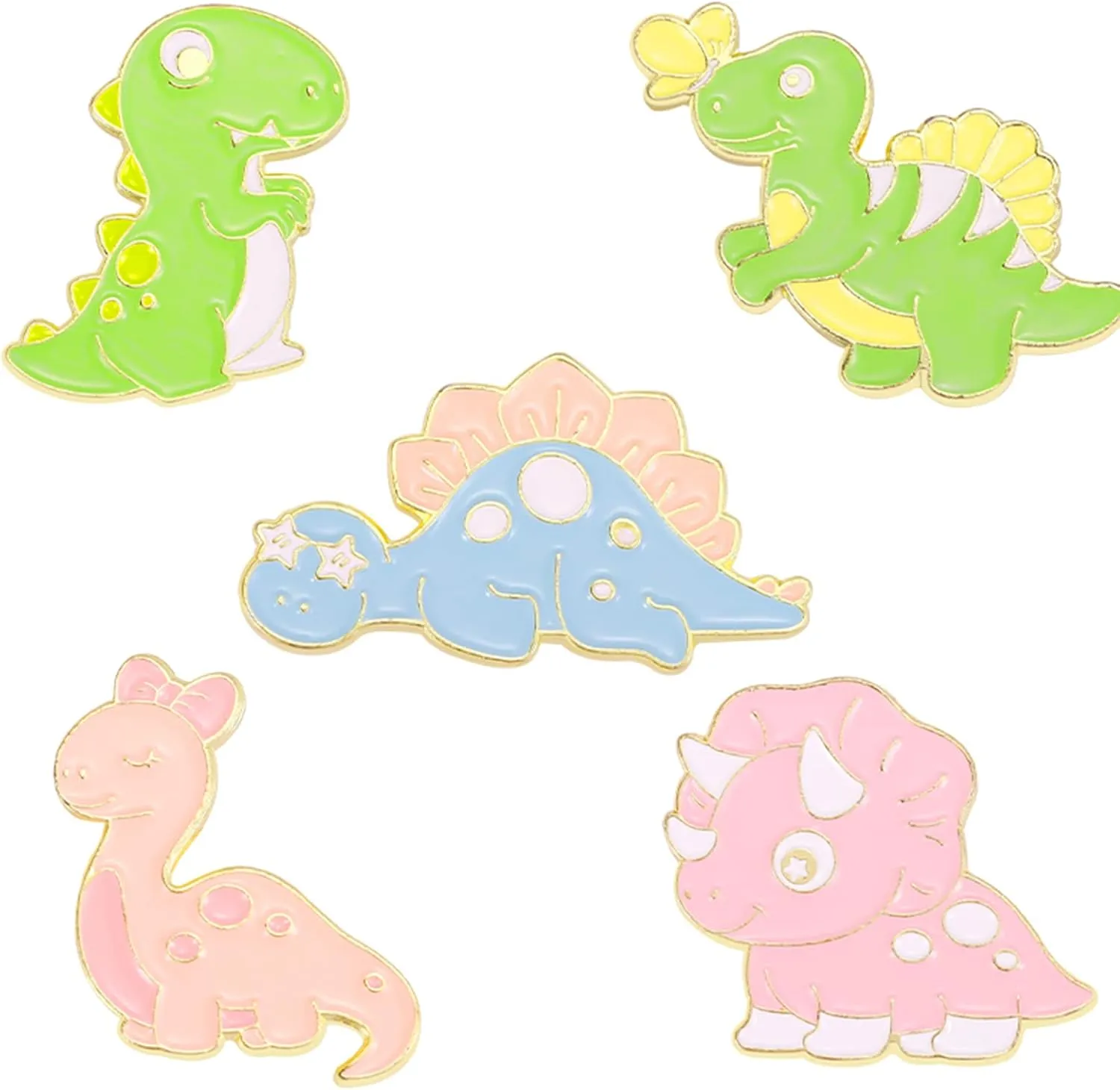 Colorful Dinosaur Enamel Lapel Pins Set,5 Pcs Animal Enamel Pins for Women Men Cartoon Enamel Brooch Badge Pins for Jackets Backpacks