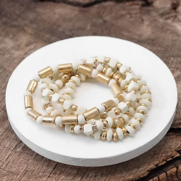 Cream & Gold Bracelet Stack