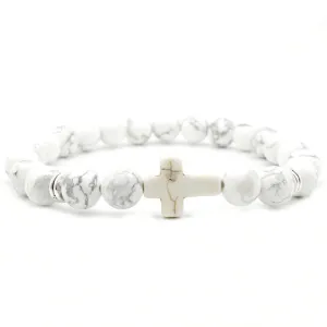 Cross Bead Bracelet <br> White Turquoise