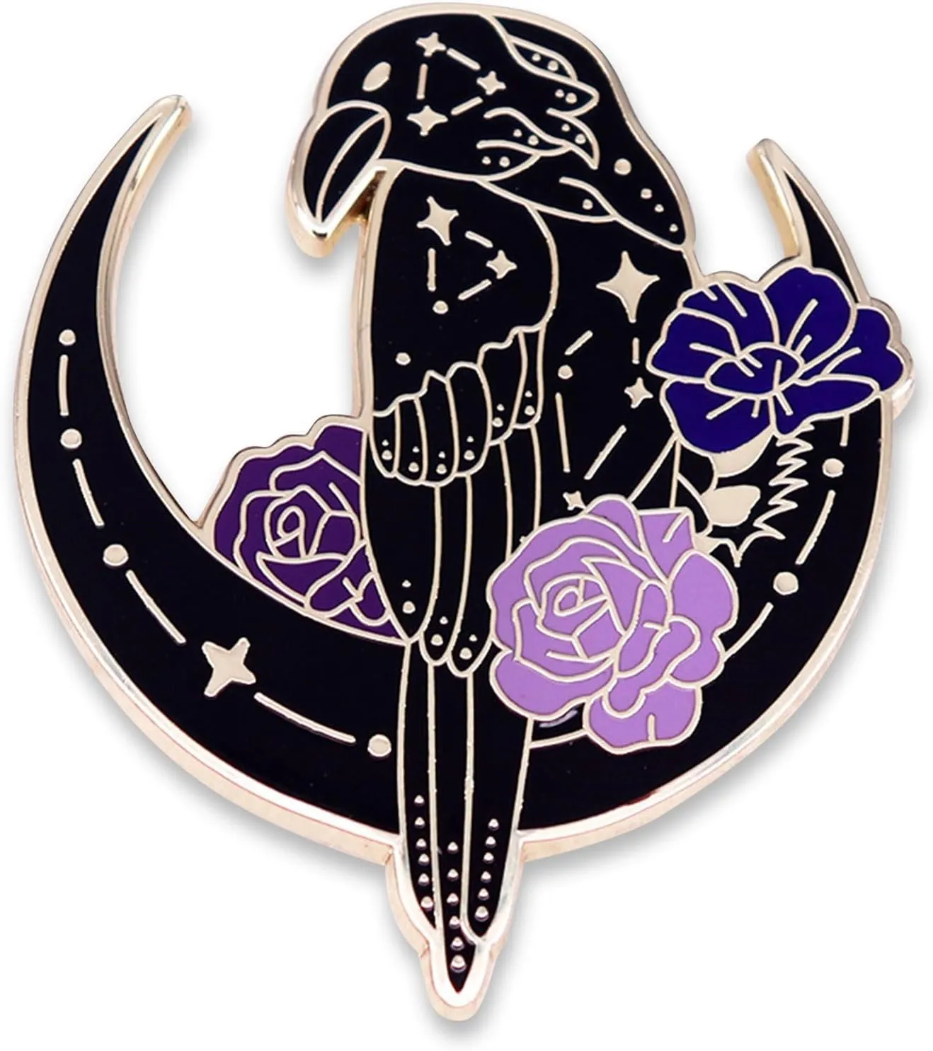 Crow Enamel pin Cartoon Crow Enamel Brooch Pin Gothic Style Celestial Symbols Moon & Rose Shaped Badge, Aesthetic Gothic Badges for Women Backpack Denim Bag Jewelry Accessories