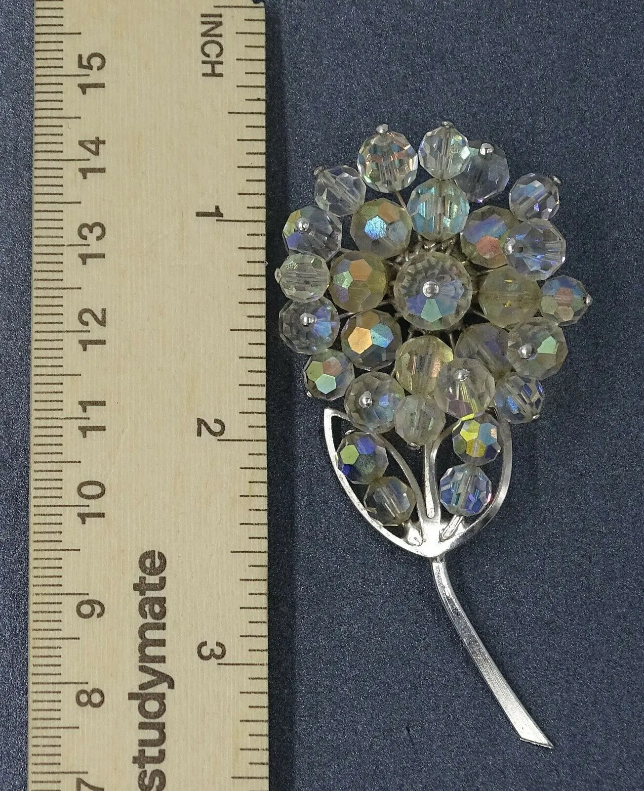 Crystal Rhinestone Flower Brooch