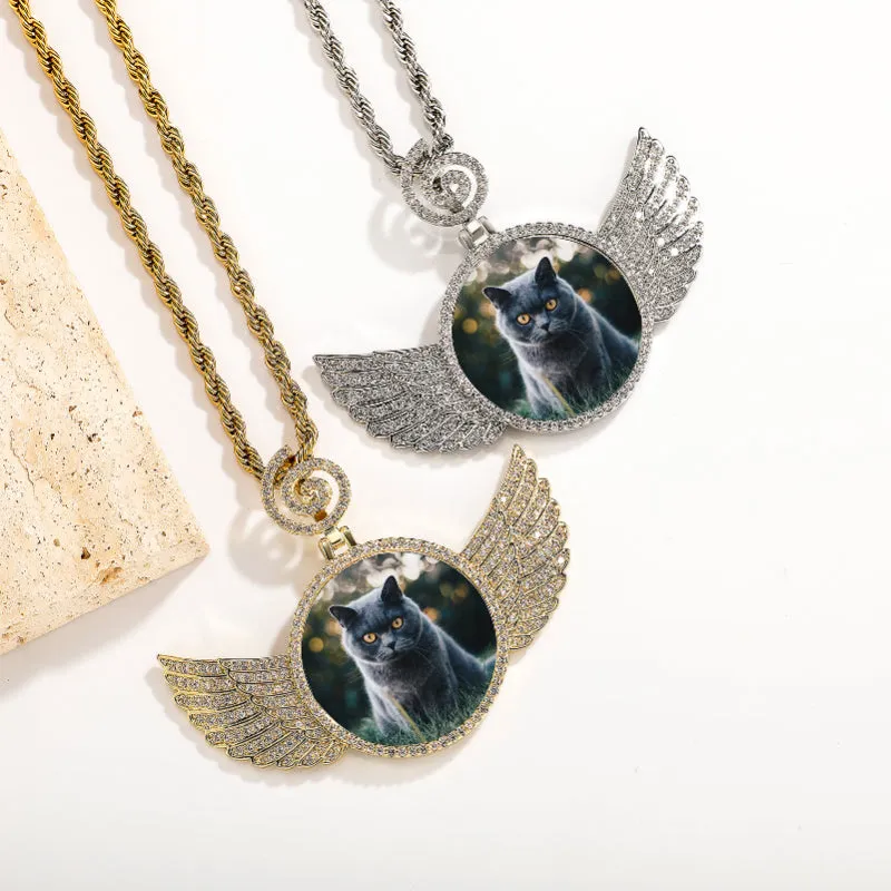 【Custom】Creative Memory Photo Frame Angel Wings Pendant