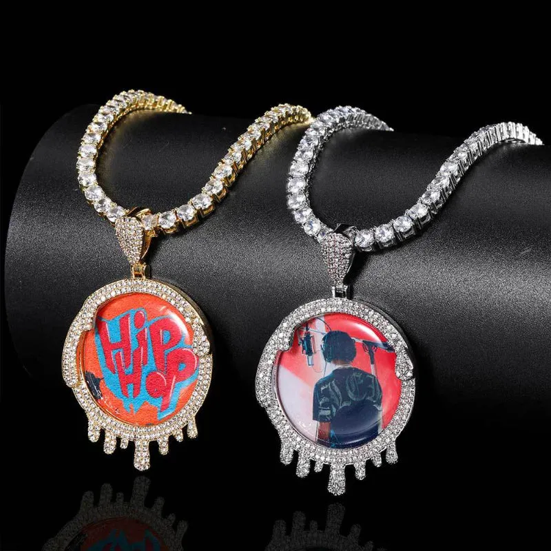 【Custom】Round Water Drop Photo Pendant