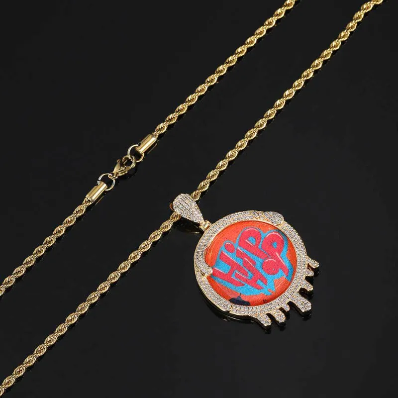 【Custom】Round Water Drop Photo Pendant