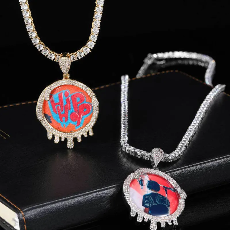 【Custom】Round Water Drop Photo Pendant
