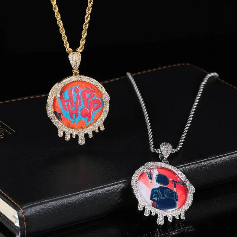 【Custom】Round Water Drop Photo Pendant