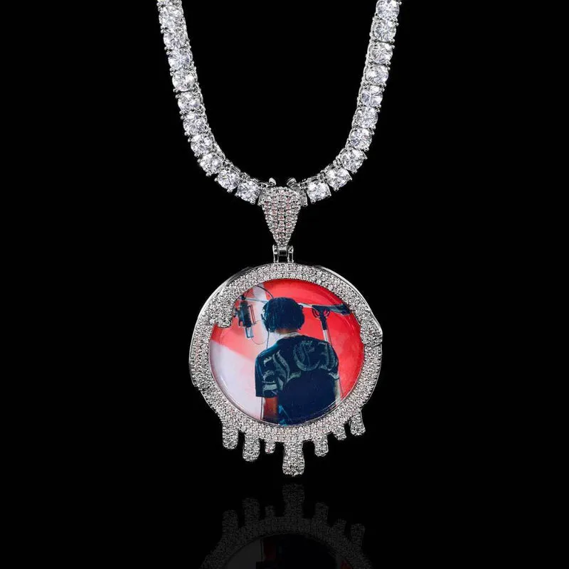 【Custom】Round Water Drop Photo Pendant