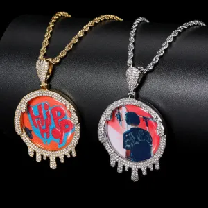 【Custom】Round Water Drop Photo Pendant
