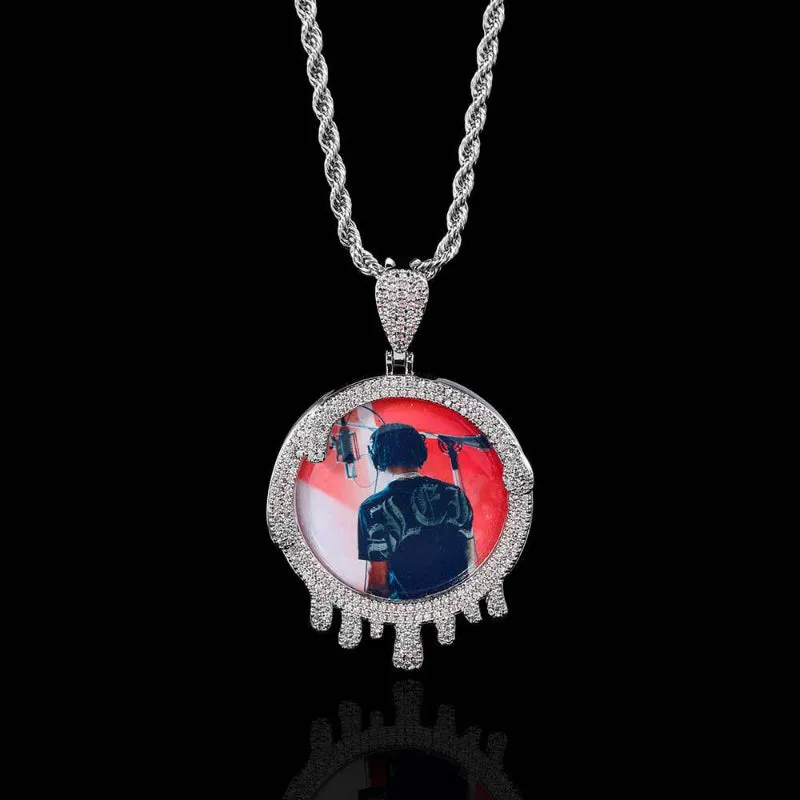 【Custom】Round Water Drop Photo Pendant