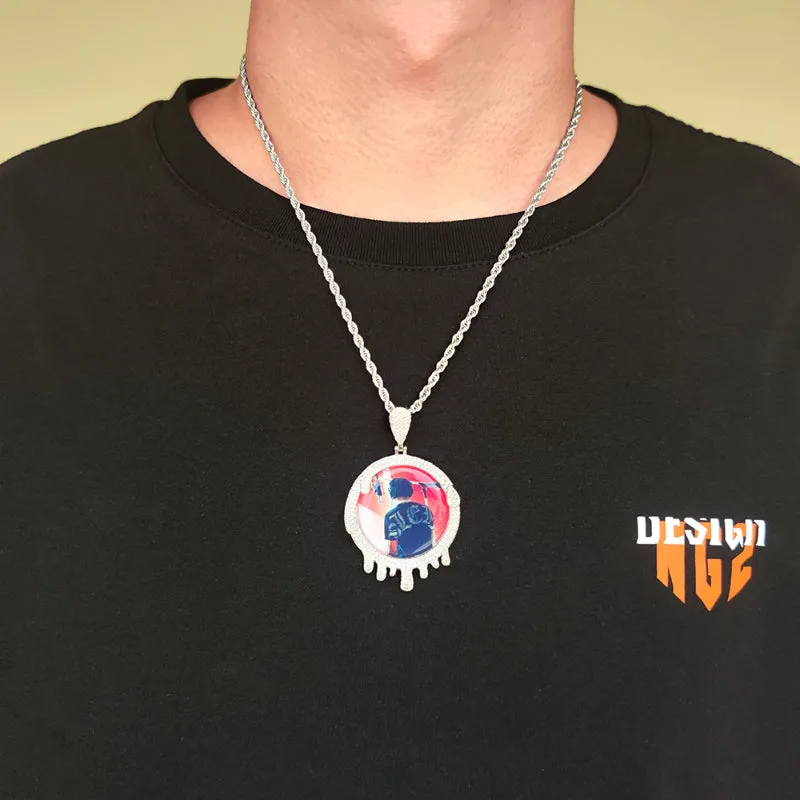 【Custom】Round Water Drop Photo Pendant