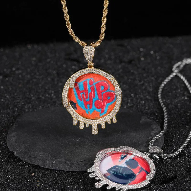 【Custom】Round Water Drop Photo Pendant