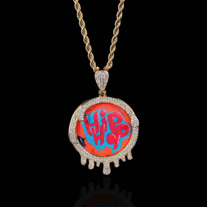 【Custom】Round Water Drop Photo Pendant