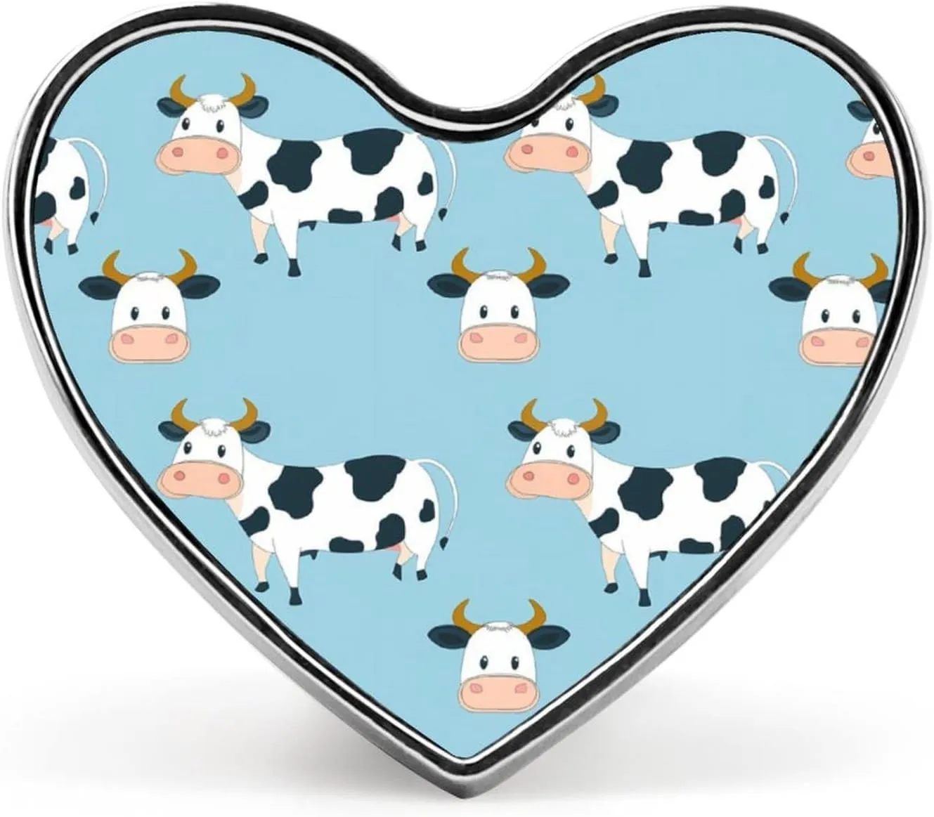 Cute Cow Print Heart Pins Lapel Pins Enamel Brooches for Wedding Party Costume Accessory