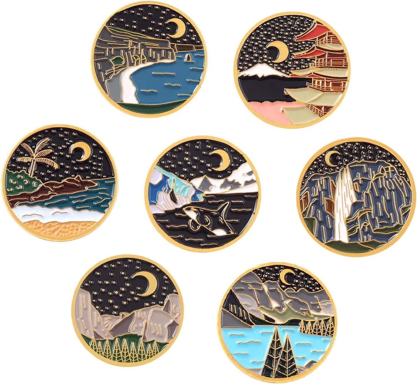 Cute Enamel Pin Set Lapel Pins Brooches Cartoon Brooch Badge Pins for Clothes Bags Backpack for Women