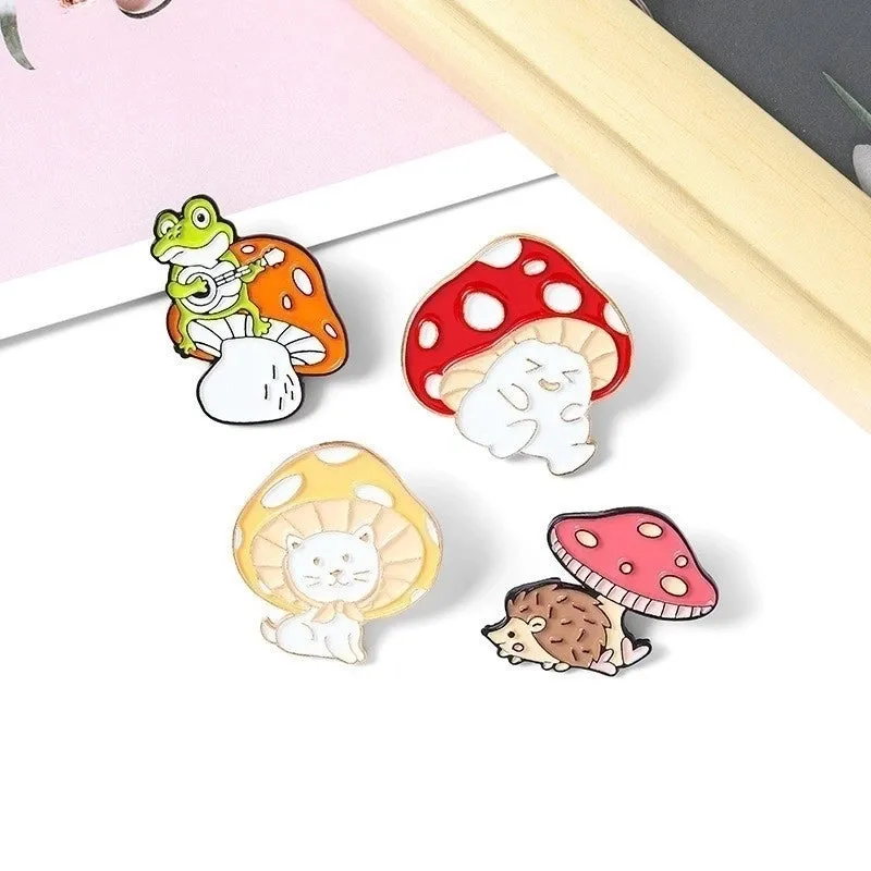 Cute Pin Animal Mushroom Alloy Stoving Varnish Unisex Brooches