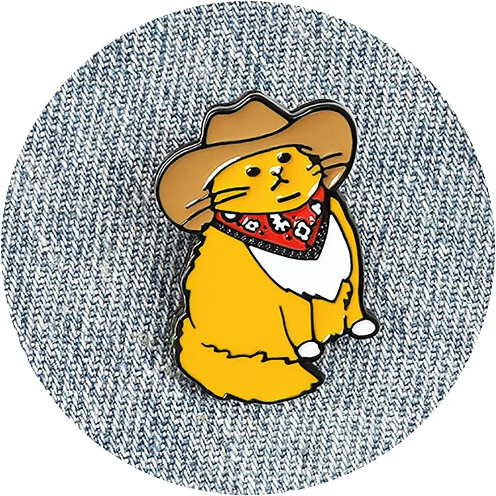Cute Pins Backpack Pins Alloy Enamel Brooch Cat Funny Cat Brooch Cowboy Badge Pin for Bookbags Clothes/Jackets & Hat Decoration