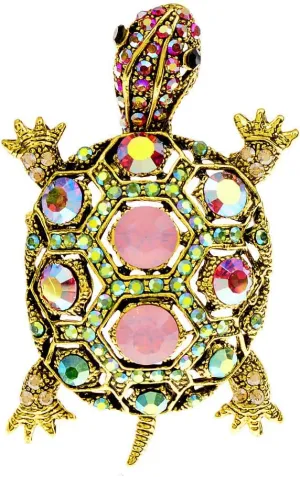 Cute Tortoise Brooch Women's Rhinestone Crystal Turtle Pin Brooches Clothing Accessories Lapel Pins Fashion Vintage Animal Decorative Jewelry Mother's Day Easter Gift for Girl Mom Grandma Wife