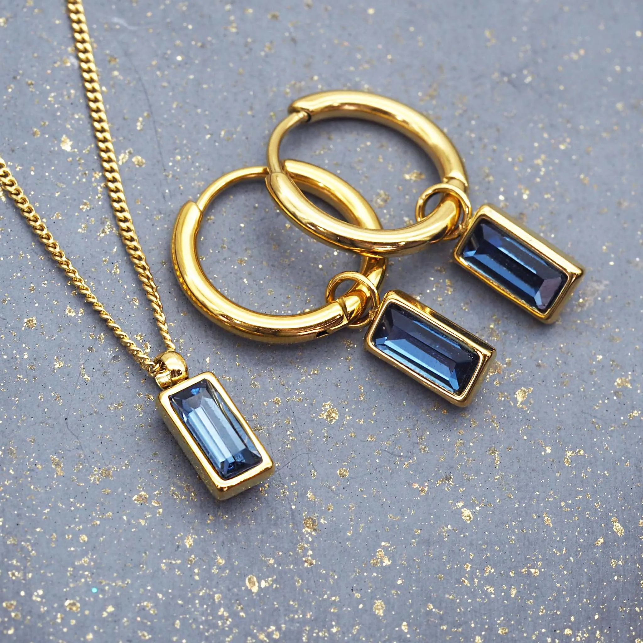 Dainty Gold and Sapphire Blue Necklace