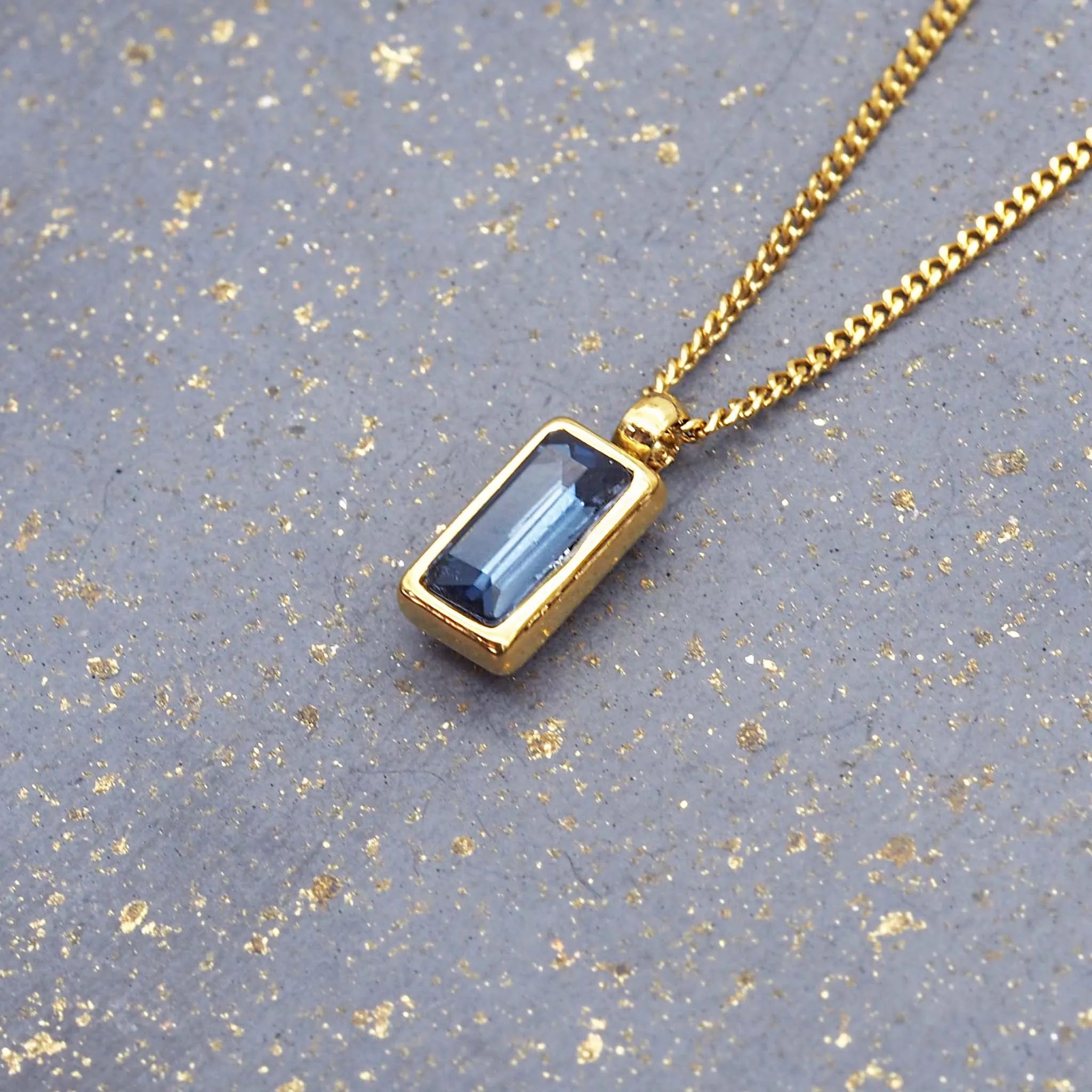 Dainty Gold and Sapphire Blue Necklace