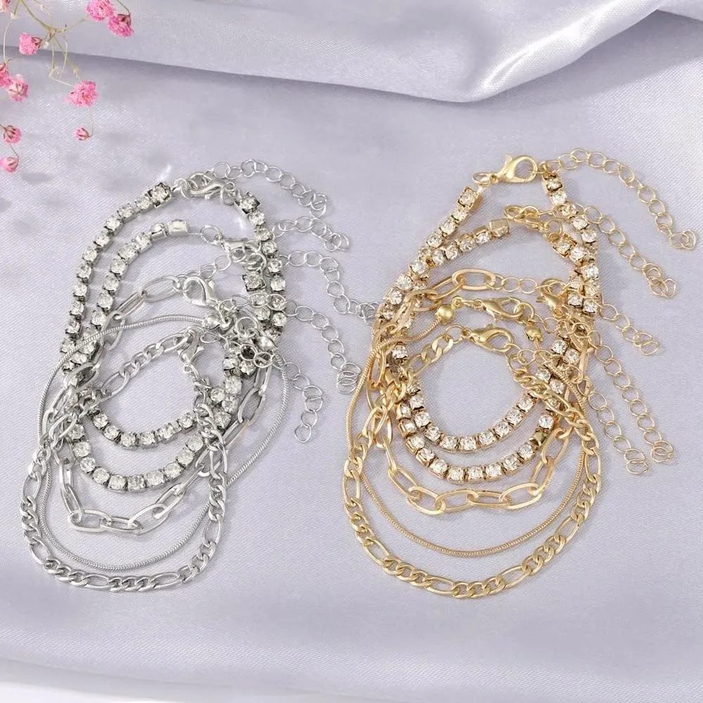 Dainty Gold Chain Bracelets for Women 14K Gold Plated Bracelet Stackable Adjustable Paperclip Chain Bracelets Trendy Layered Cuban Link Bracelets for Women Jewelry