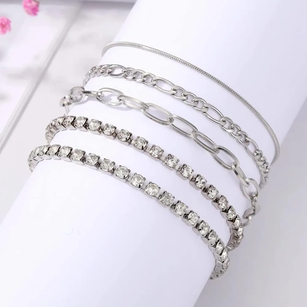 Dainty Gold Chain Bracelets for Women 14K Gold Plated Bracelet Stackable Adjustable Paperclip Chain Bracelets Trendy Layered Cuban Link Bracelets for Women Jewelry