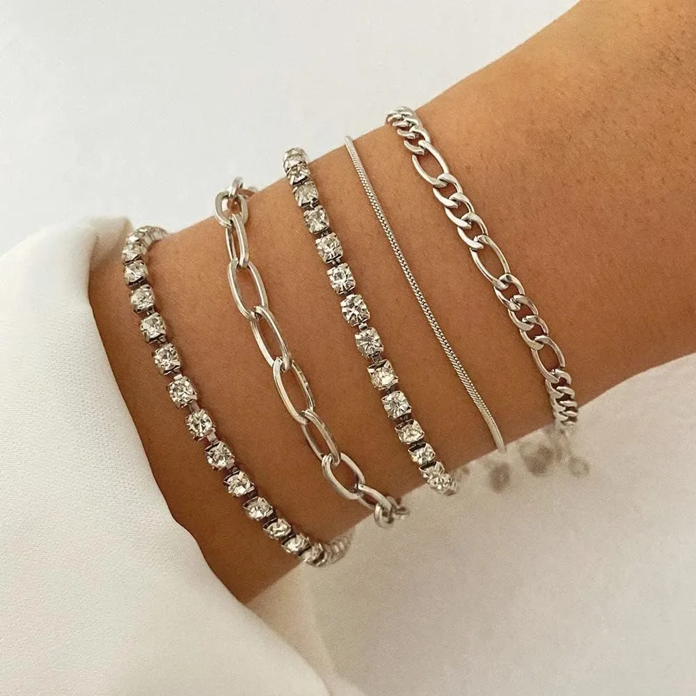 Dainty Gold Chain Bracelets for Women 14K Gold Plated Bracelet Stackable Adjustable Paperclip Chain Bracelets Trendy Layered Cuban Link Bracelets for Women Jewelry
