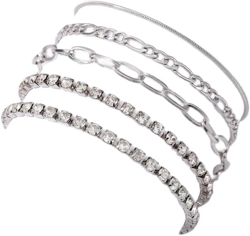 Dainty Gold Chain Bracelets for Women 14K Gold Plated Bracelet Stackable Adjustable Paperclip Chain Bracelets Trendy Layered Cuban Link Bracelets for Women Jewelry