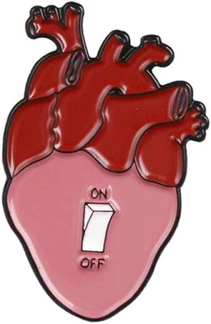 DanLingJewelry 5Pcs Dark Red Anatomical Heart Enamel Lapel Pins Gothic Human Organ Brooch Badges for Bags Clothes Backpacks Decor