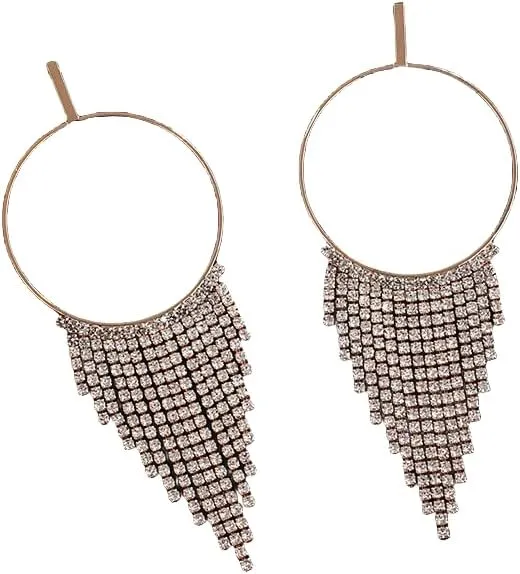 Dazzling Rhinestone Dangle Tassel Drop Fashion Women Earrings