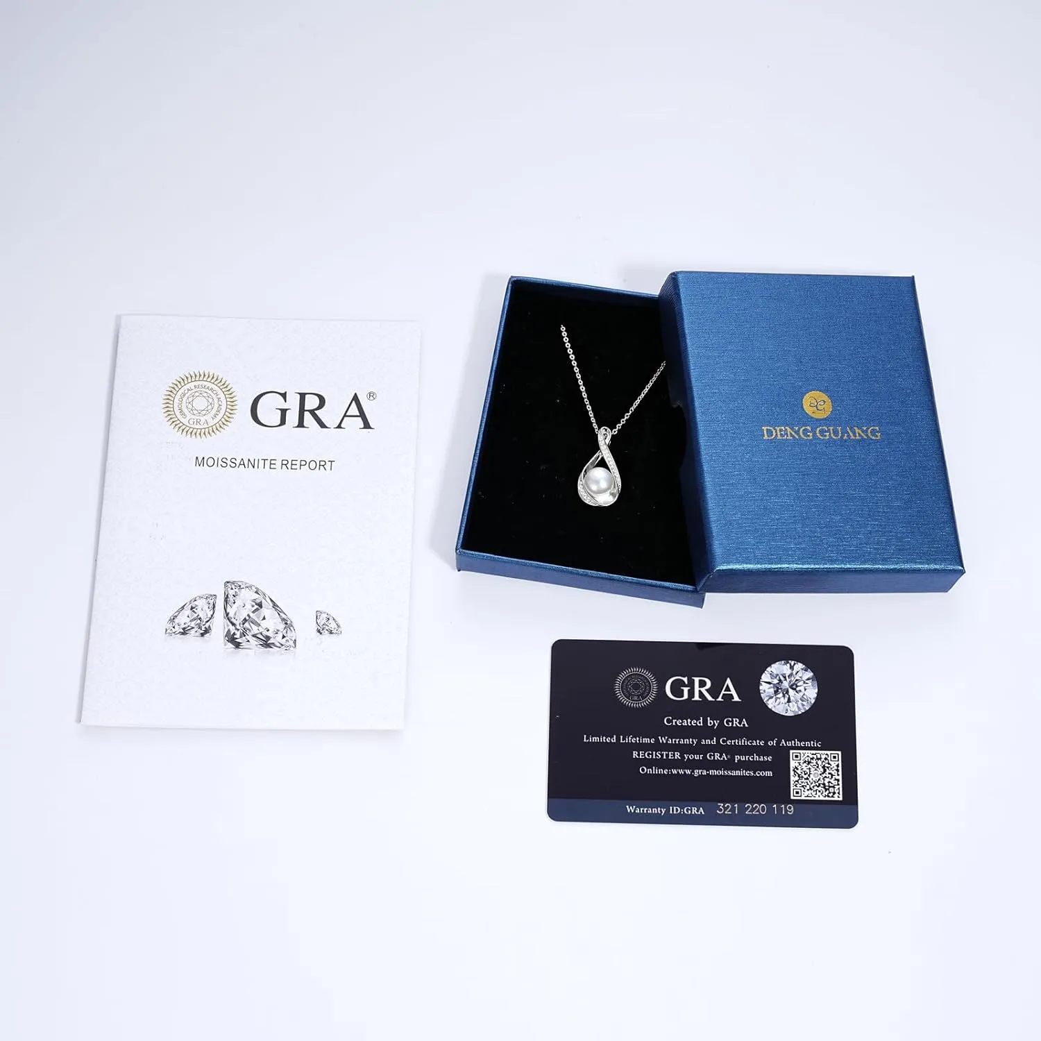 DENGGGUANG Freshwater Pearl Pendant Necklaces for Women, Sterling Silver Infinity Single Pearl Necklace with Shiny Moissanite Wedding Jewelry Gift for Bride Bridesmaid