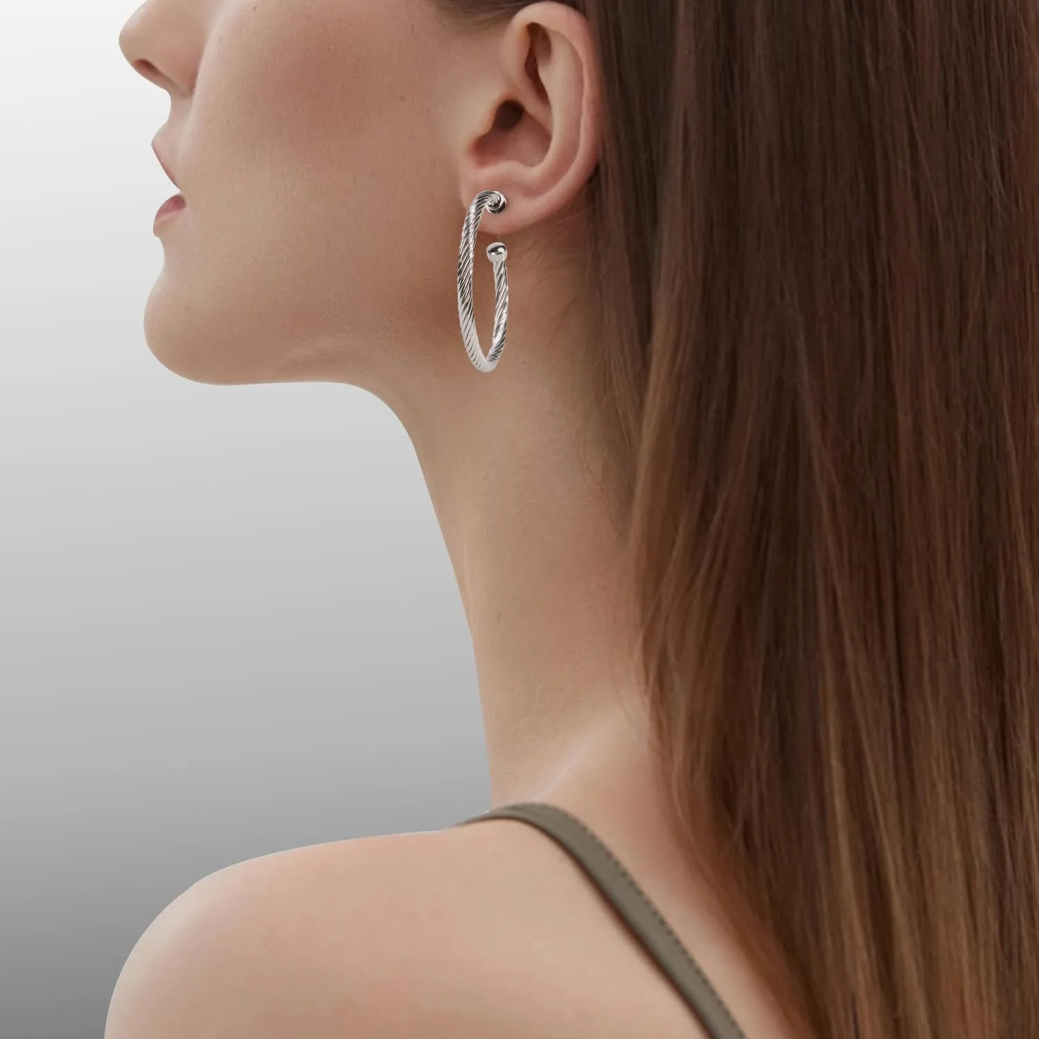 Designer Twisted Cable Wire Half Hoop Earrings 18K Gold Plated Two Toned Earrings Hoops for Women Gift