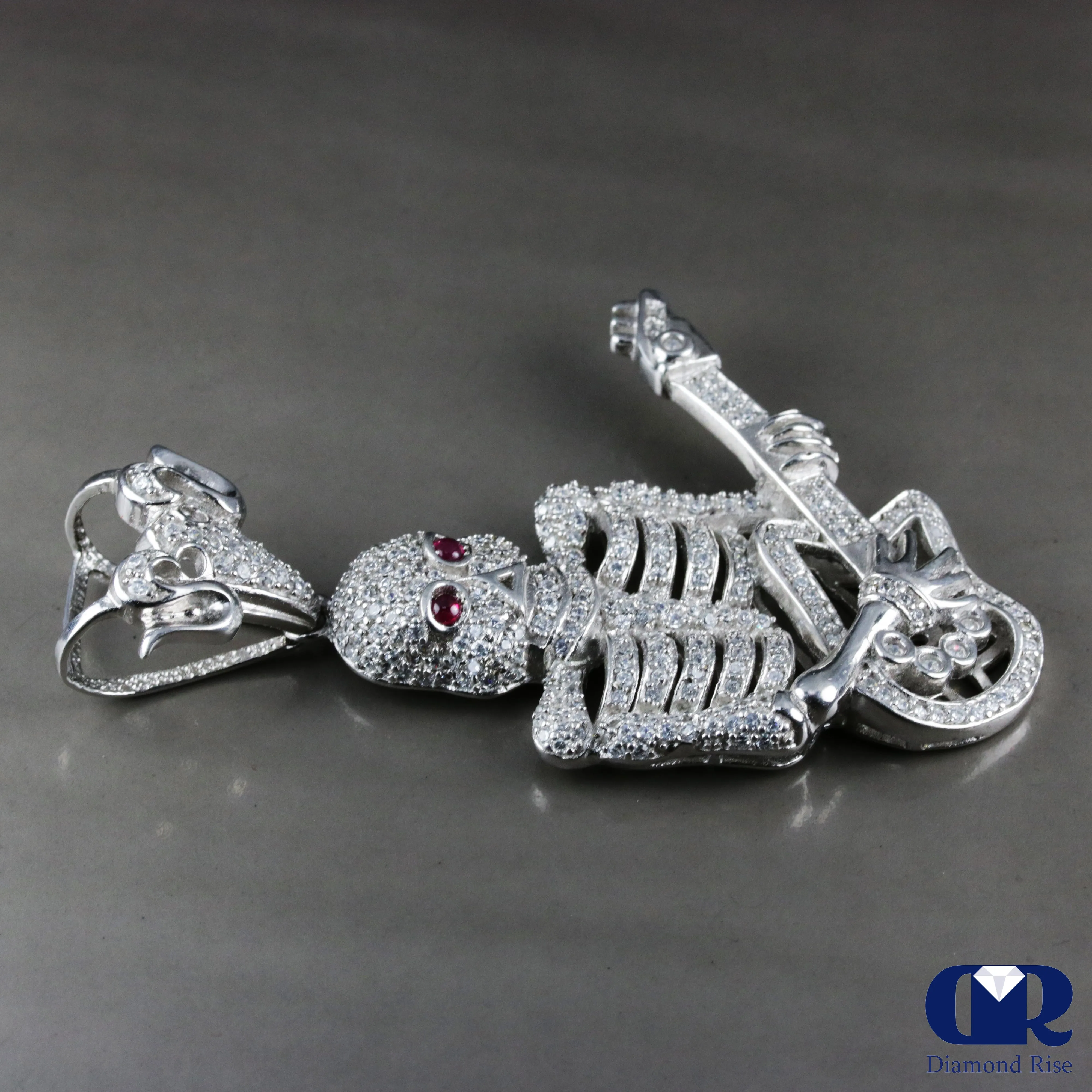 Diamond Guitar Skeleton Pendant Hip Hop Jewelry 14K Gold